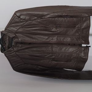 Guess Brown Faux Leather Motorcycle Jacket